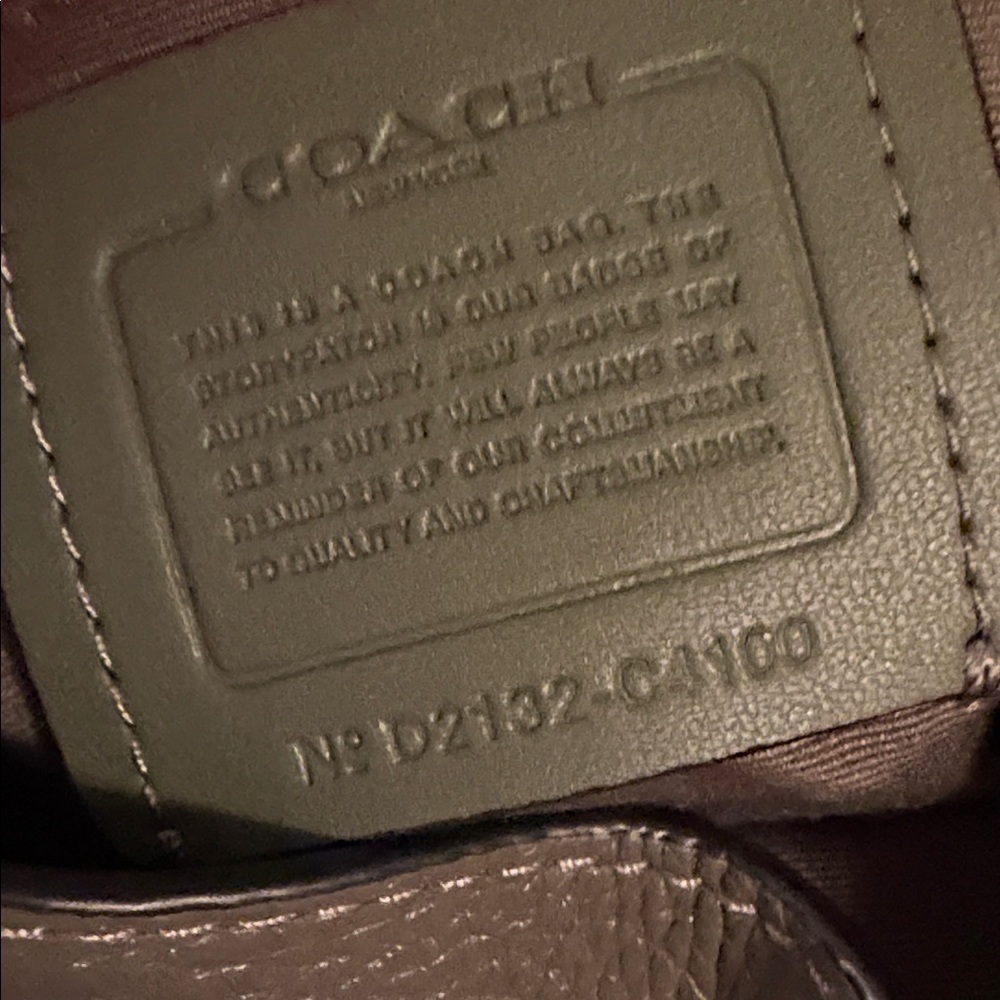 Coach Dempsey Olive Pebbled Leather Drawstring Bucket BagF2132-C4100 - Picture 13 of 14